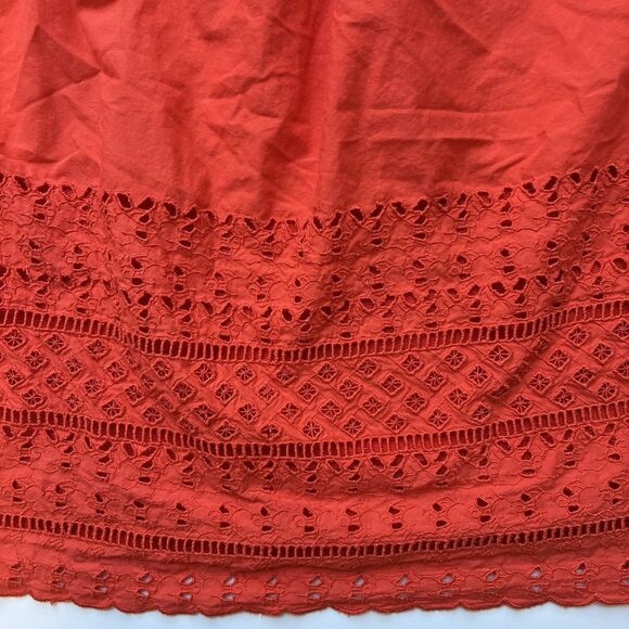 J Crew Long Sleeve Sweater Eyelet Lace Embroidered Back Size Medium Orange - Picture 3 of 9